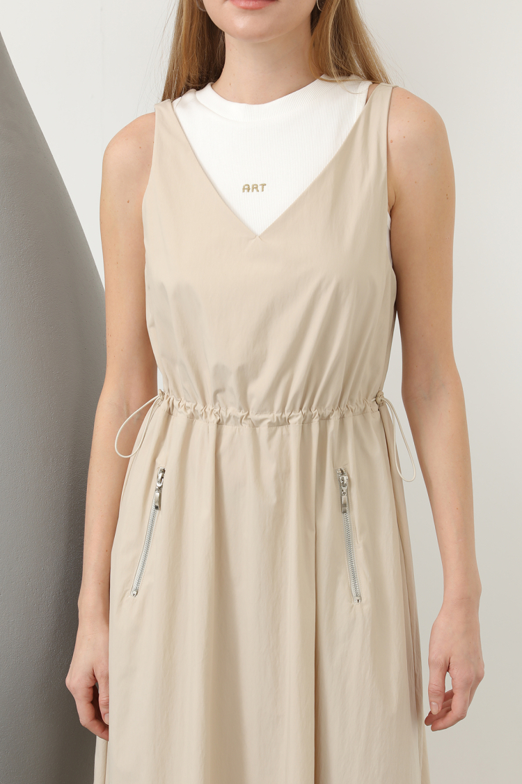 EMBROIDERY DETAILED DRESS WITH ELASTIC WAIST