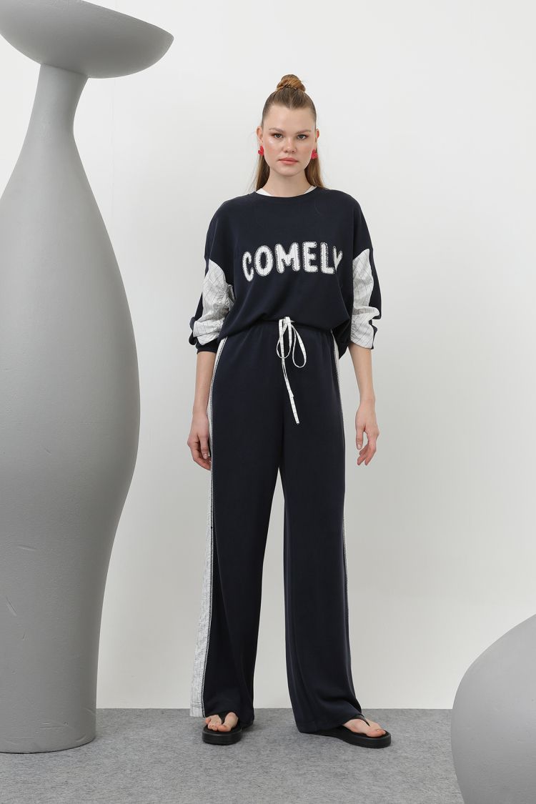 Women's Stripe Garnished Pants - SOUL - Globality Store - Women Clothes Wholesale Turkey
