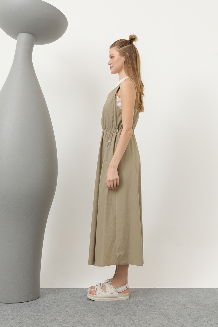EMBROIDERY DETAILED DRESS WITH ELASTIC WAIST