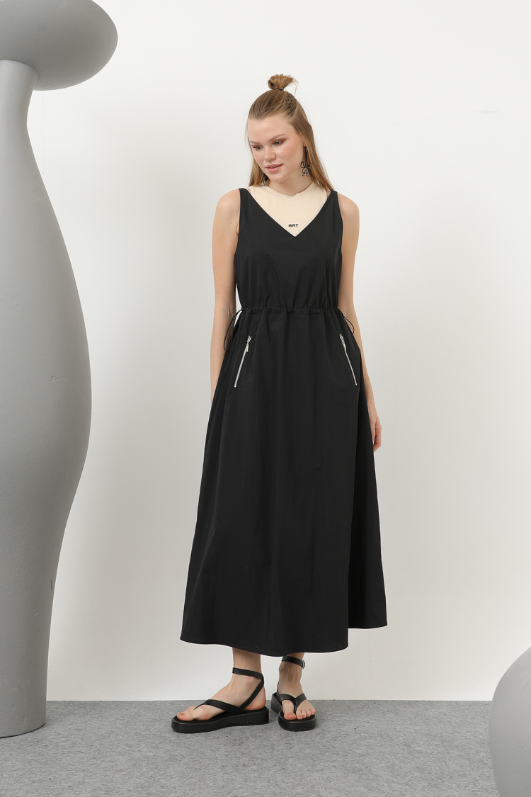 EMBROIDERY DETAILED DRESS WITH ELASTIC WAIST - SOUL - Globality Store - Women Clothes Wholesale Turkey