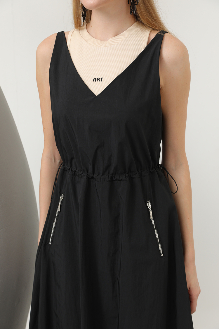 EMBROIDERY DETAILED DRESS WITH ELASTIC WAIST