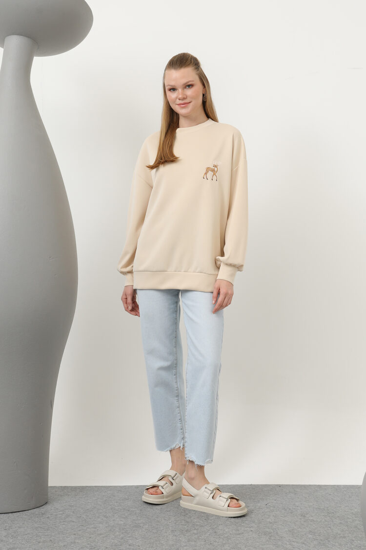 Back Deer Sweatshirt - SOUL - Globality Store - Women Clothes Wholesale Turkey