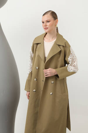 Lace Detailed Trench Coat - SOUL - Globality Store - Women Clothes Wholesale Turkey