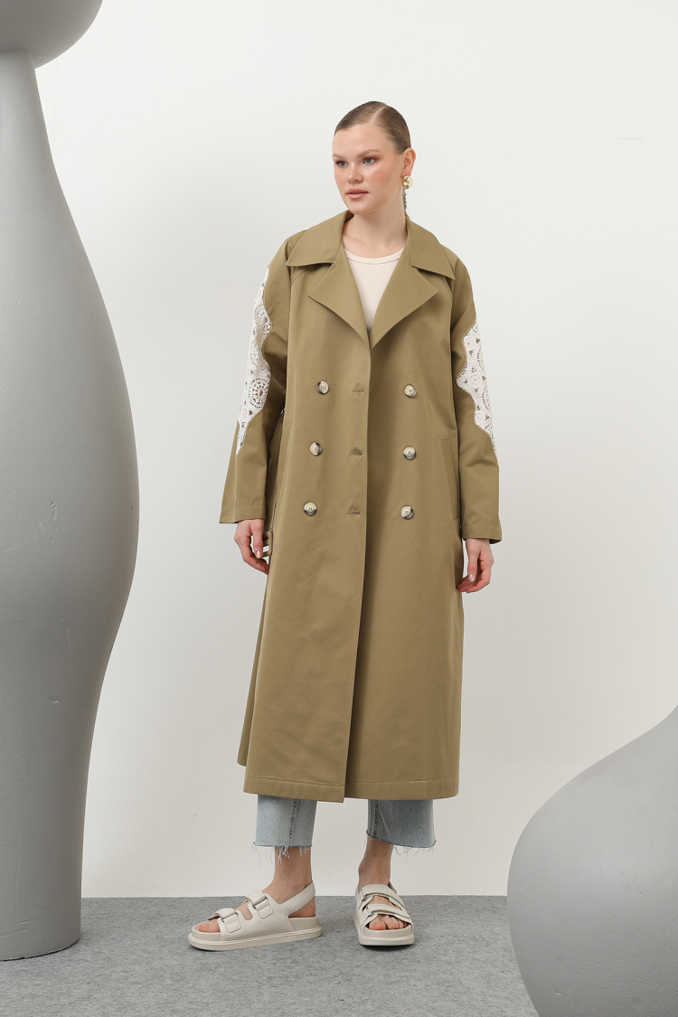 Lace Detailed Trench Coat