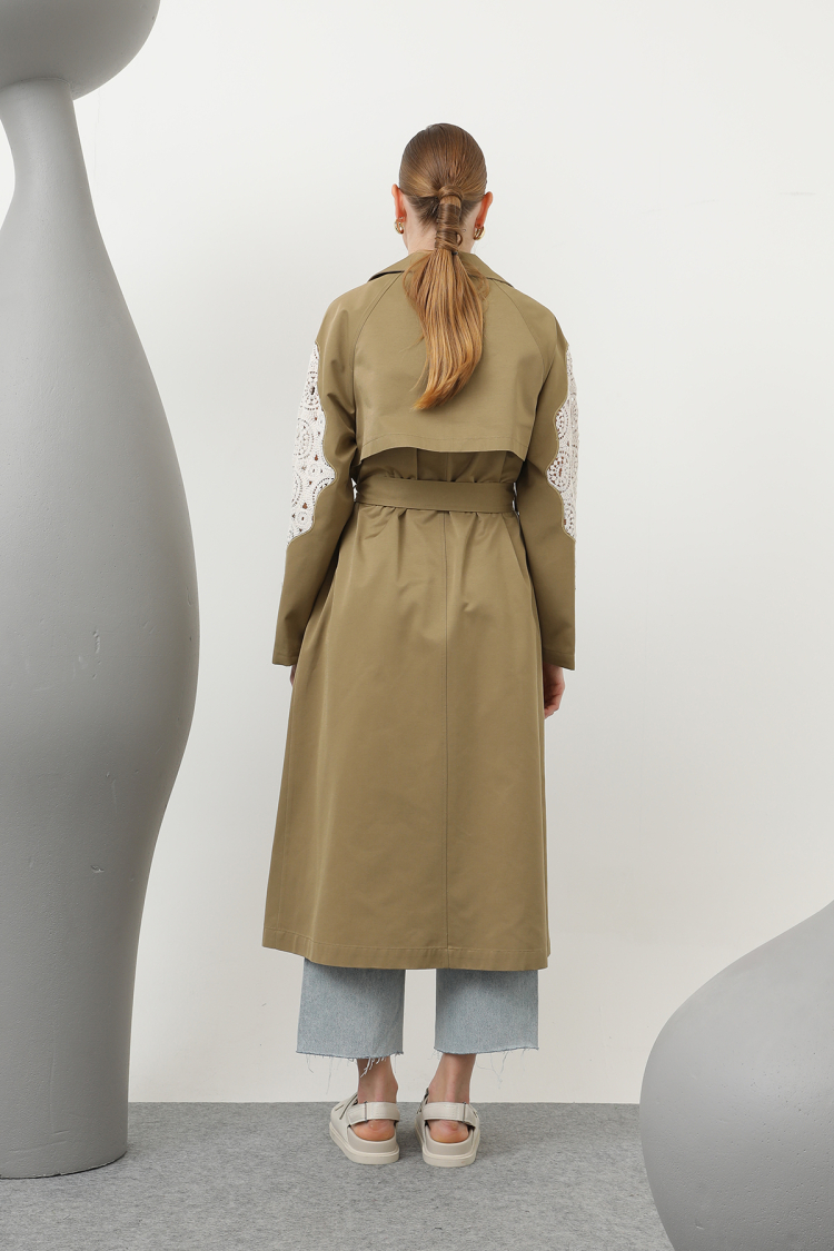 Lace Detailed Trench Coat