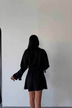 Sleeve Belt Detail Crop Jacket - Ello - Globality Store - Women Clothes Wholesale Turkey