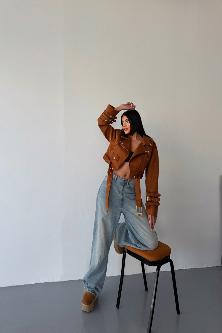 Sleeve Belt Detail Crop Jacket