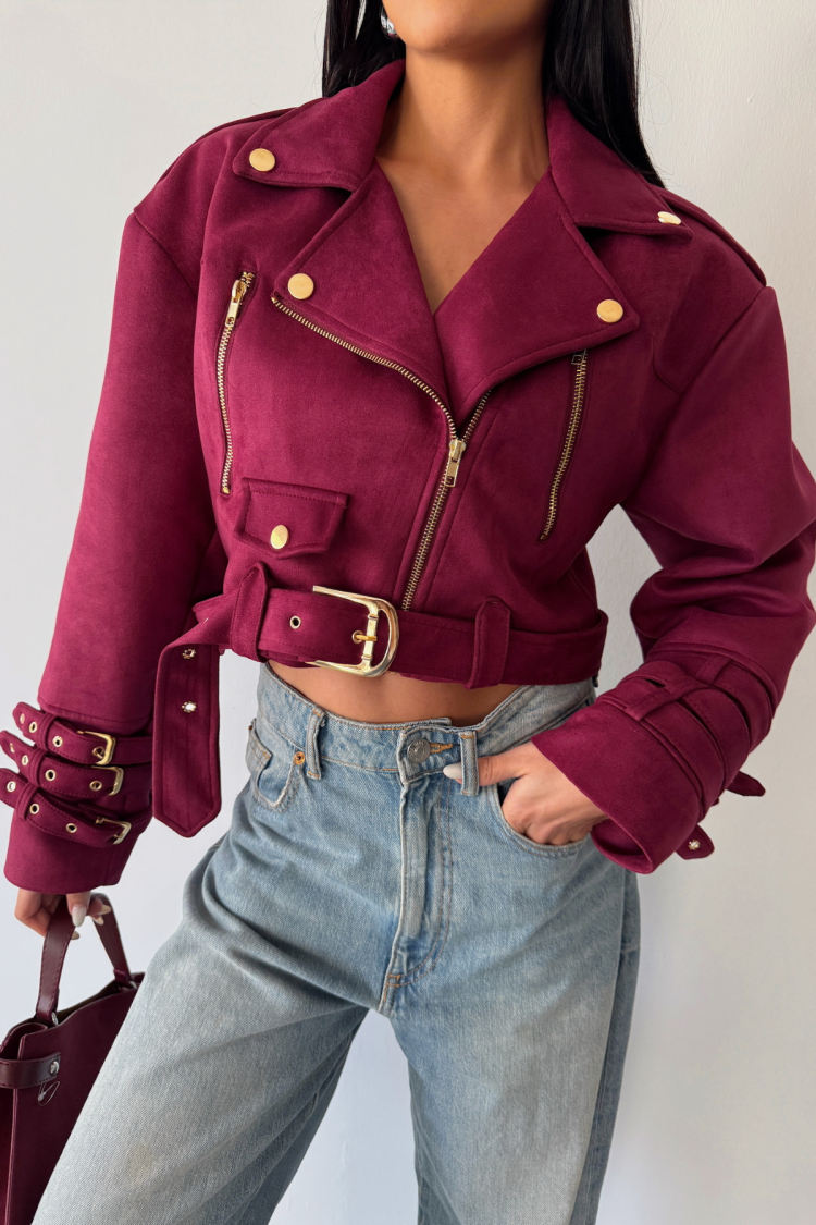 Sleeve Belt Detail Crop Jacket