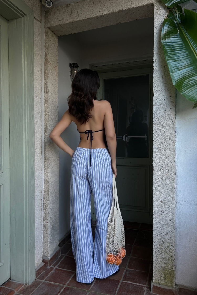Striped Elastic Wide Fit Pants 29058