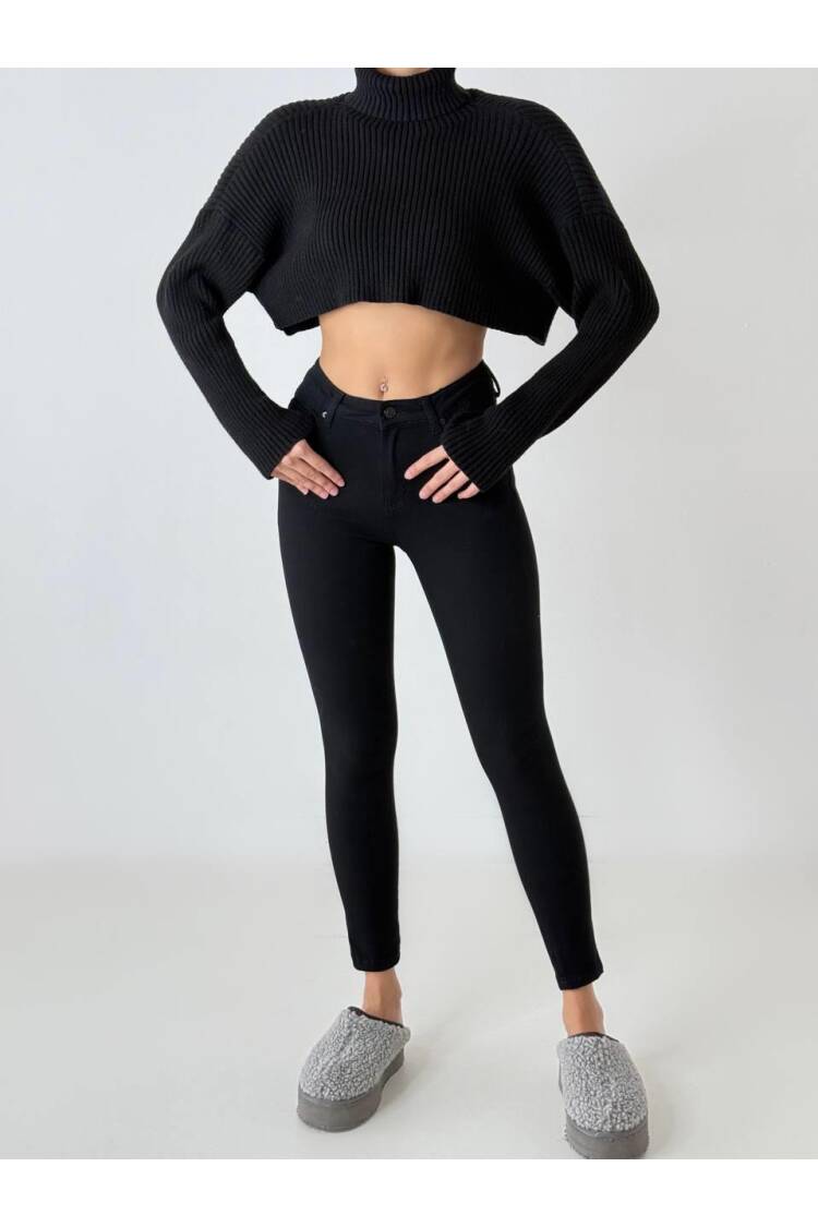 High Waist Skinny Leg Black Jeans