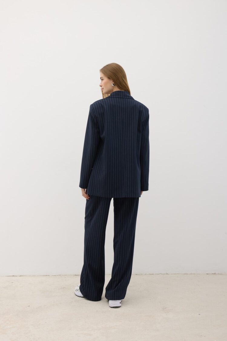 Front Button Detailed Zipper Pants Navy