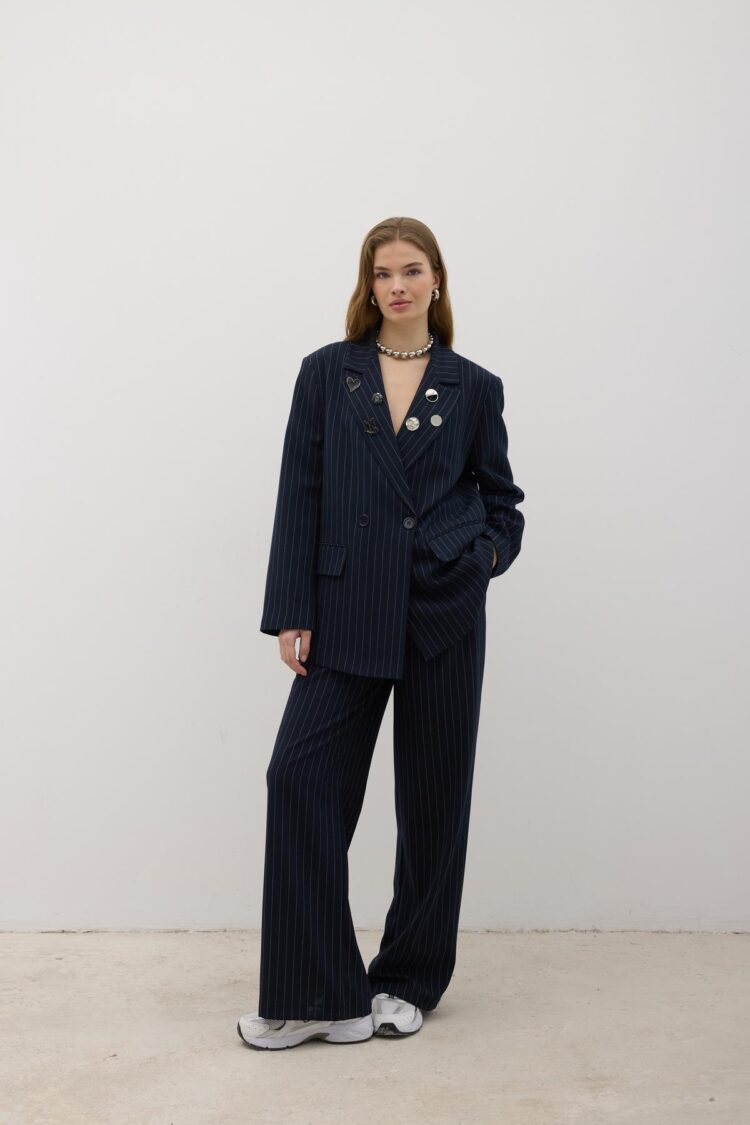 Front Button Detailed Zipper Pants Navy - Levure - Globality Store - Women Clothes Wholesale Turkey