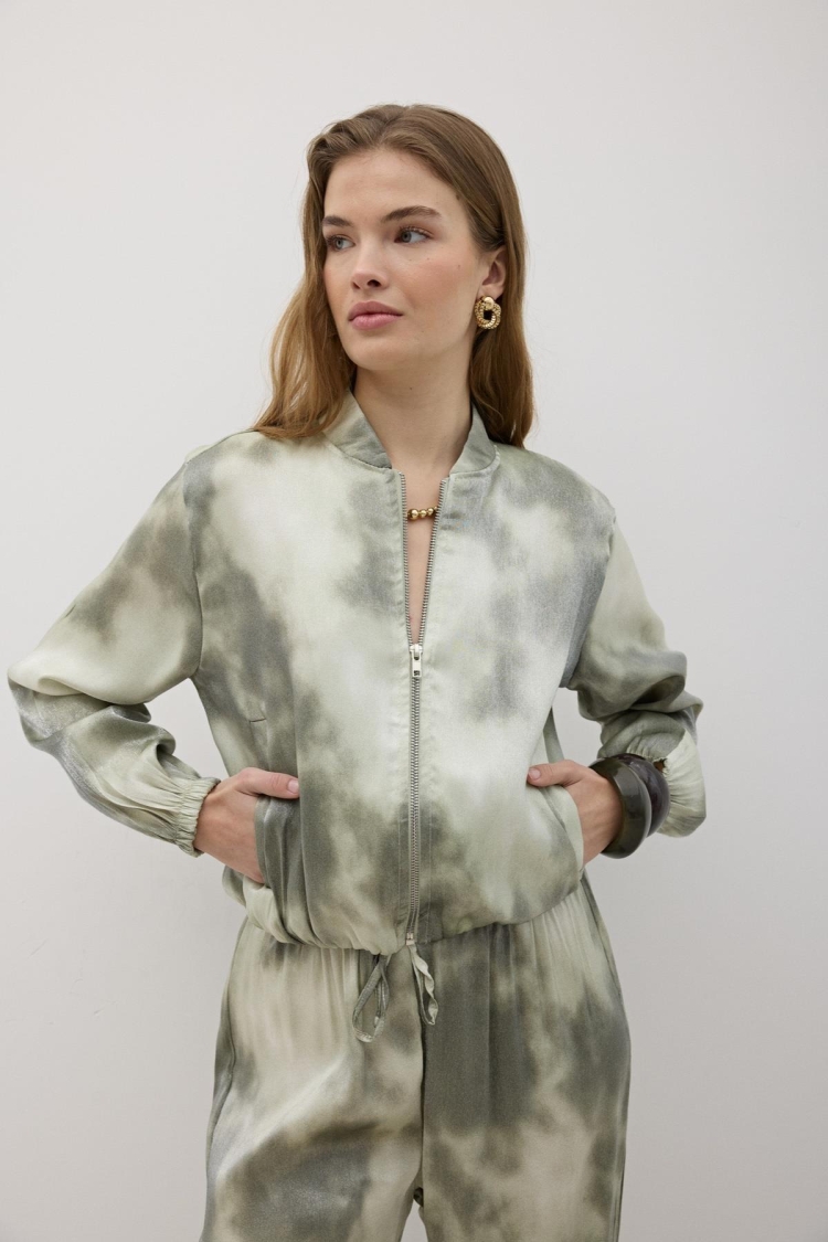 Front Zipper Satin Jacket