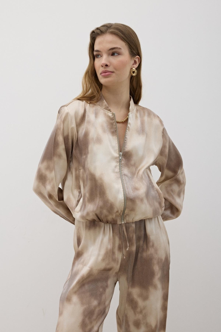 Satin JacketWith Front Zipper