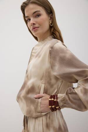 Satin JacketWith Front Zipper - Levure - Globality Store - Women Clothes Wholesale Turkey