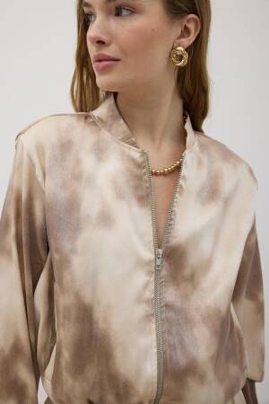Satin JacketWith Front Zipper - Levure - Globality Store - Women Clothes Wholesale Turkey