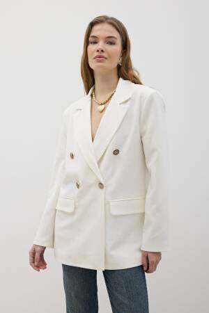 Front Button Detailed Shoulder Wadded Blazer Jacket - Levure - Globality Store - Women Clothes Wholesale Turkey