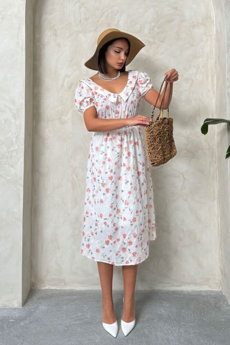Wholesale Shirt Collar Floral Wholesale Dress WithFloral - Topshow - Globality Store - Women Clothes Wholesale Turkey