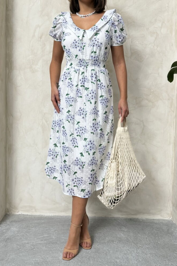 D2298 V-neck Dress With Waist