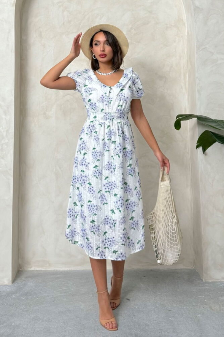 D2298 V-neck Dress With Waist - Topshow - Globality Store - Women Clothes Wholesale Turkey