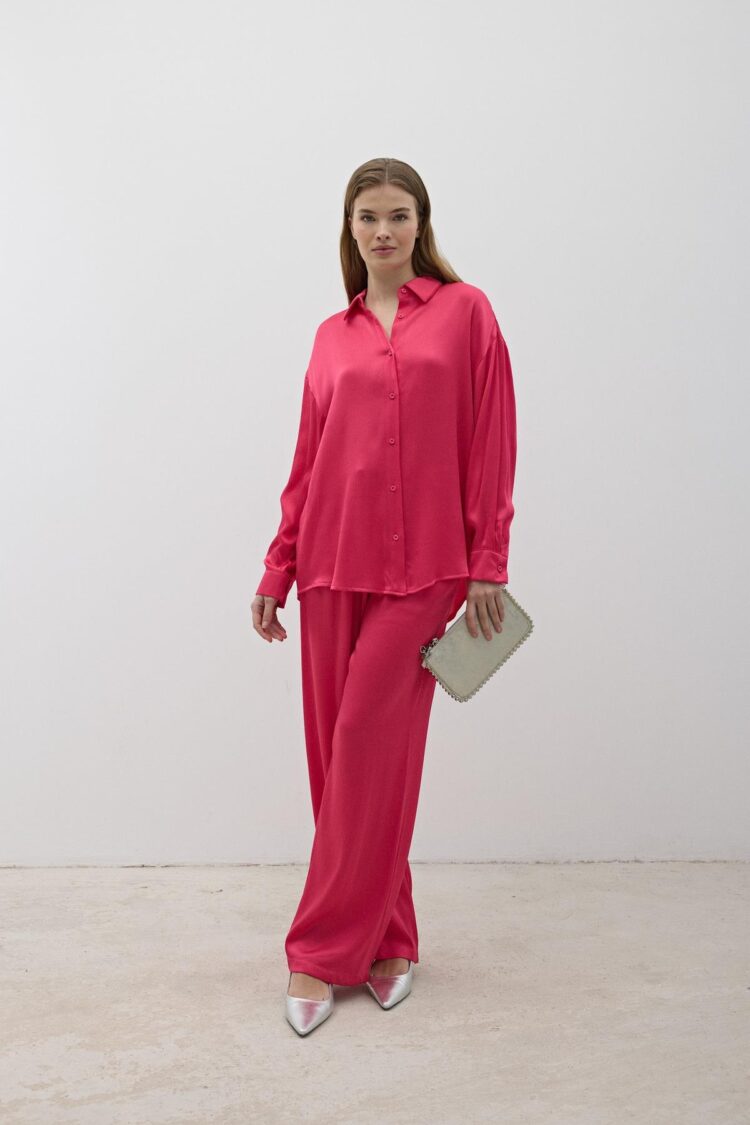 Women's Elastic Waist Satin Pants - Levure - Globality Store - Women Clothes Wholesale Turkey