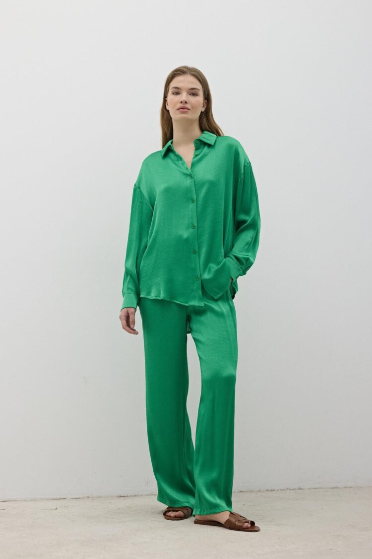 Women's Elastic Waist Satin Pants - Levure - Globality Store - Women Clothes Wholesale Turkey