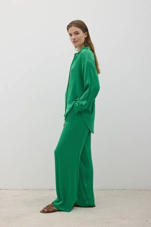 Women's Elastic Waist Satin Pants - Levure - Globality Store - Women Clothes Wholesale Turkey