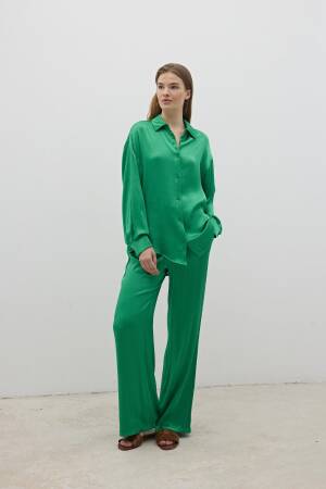 Women's Elastic Waist Satin Pants - Levure - Globality Store - Women Clothes Wholesale Turkey