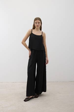 Elastic Waist Water Stone Detailed Pants - Levure - Globality Store - Women Clothes Wholesale Turkey