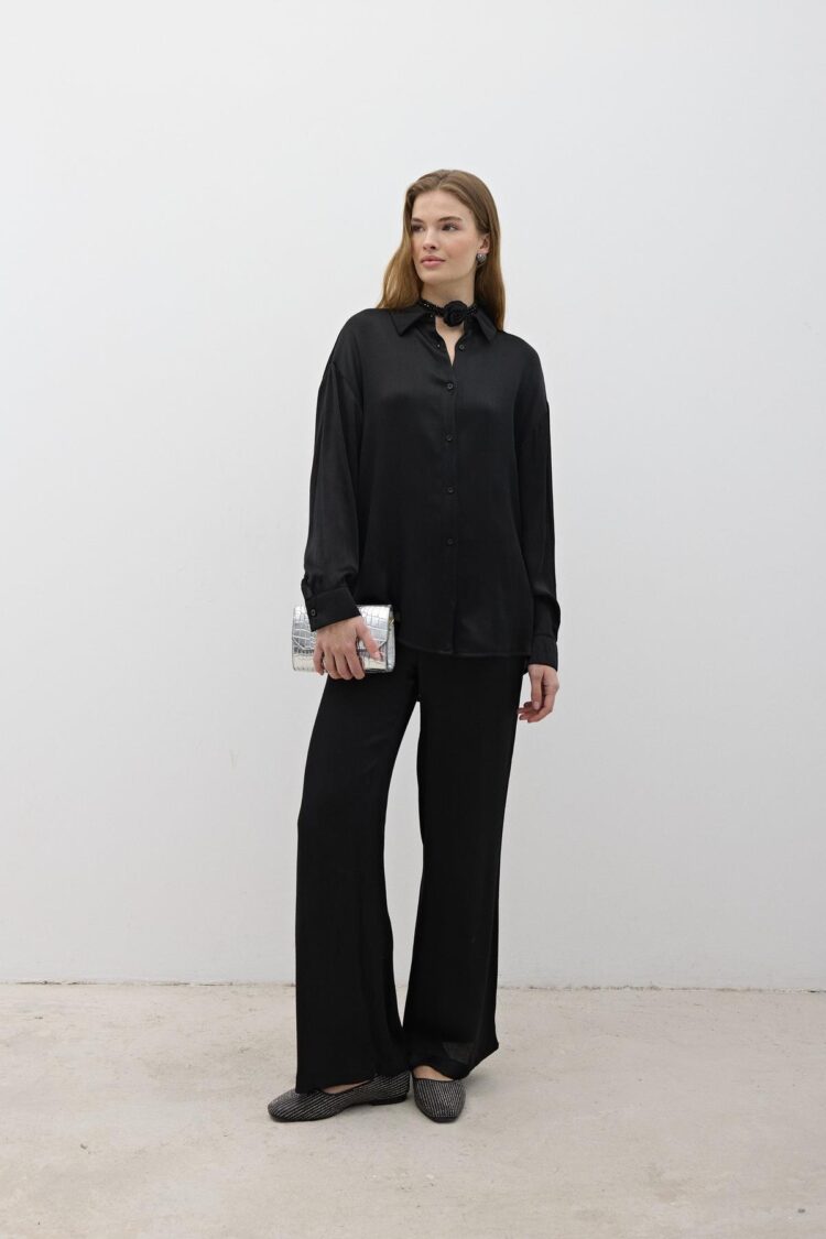 Women's Elastic Waist Satin Pants