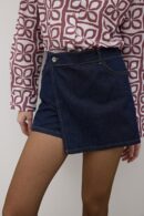 Front Buttoned Zipper Denim Shorts Rins Wash - Navy - Levure - Globality Store - Women Clothes Wholesale Turkey