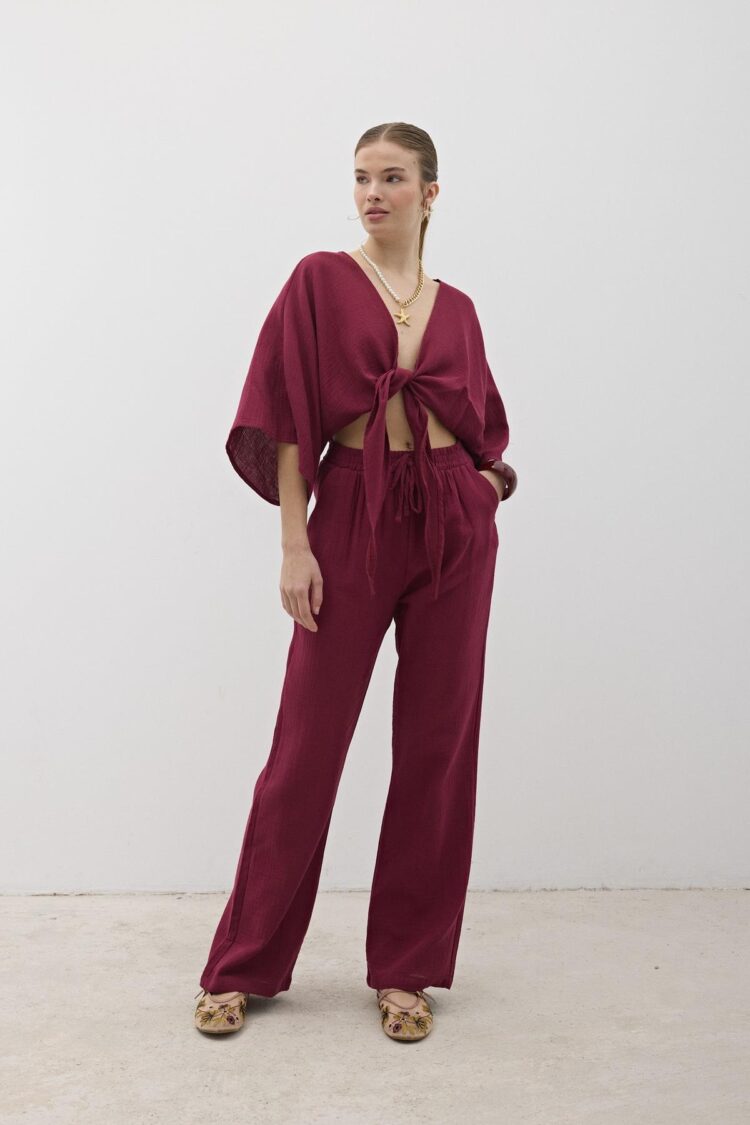 Mueslin Salaş Women's Pants Burgundy