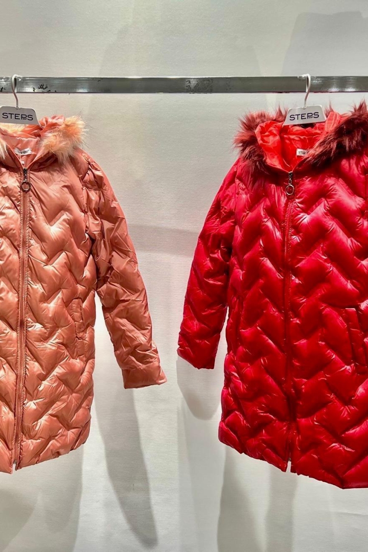 Zigzag Hooded Coat - STEPS - Globality Store - Women Clothes Wholesale Turkey