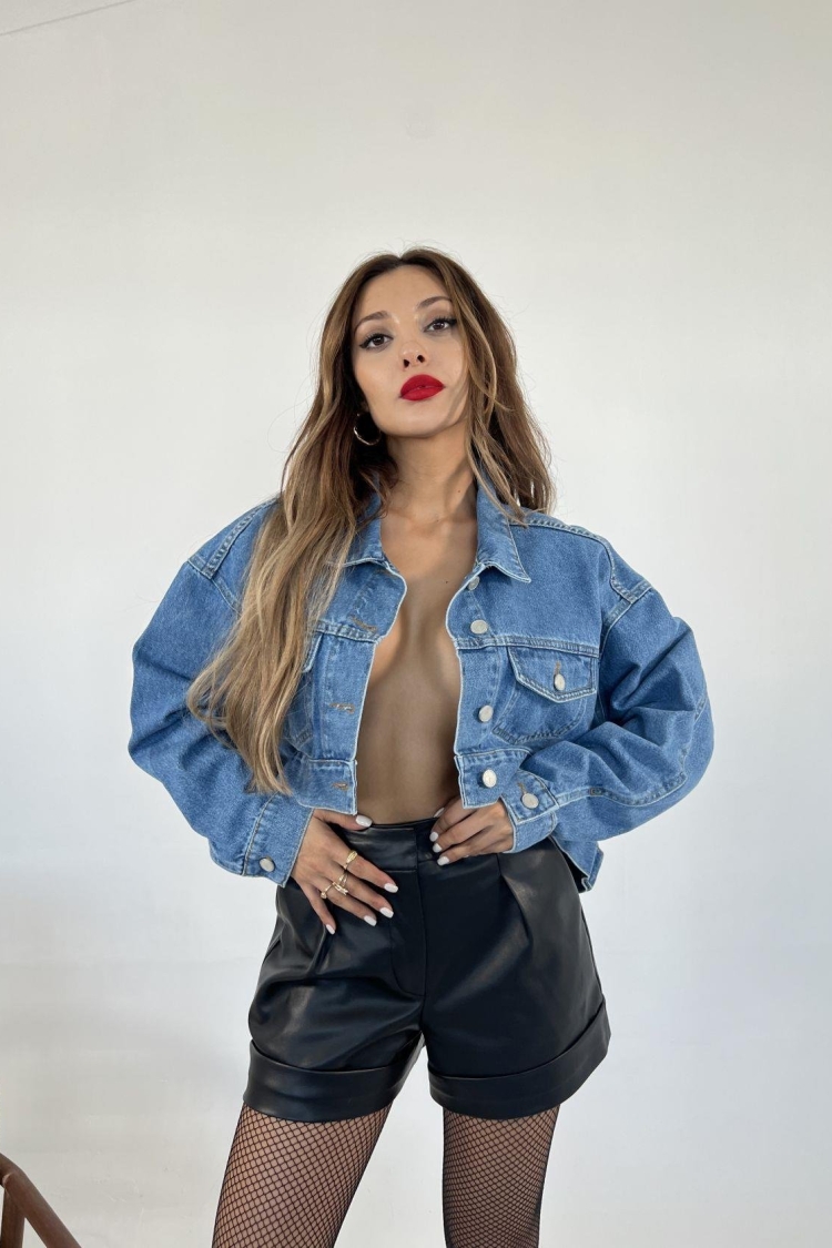 Denim Jacket - Blue - Fame - Globality Store - Women Clothes Wholesale Turkey