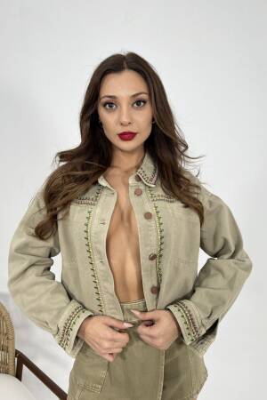 Jacket - Khaki - Fame - Globality Store - Women Clothes Wholesale Turkey
