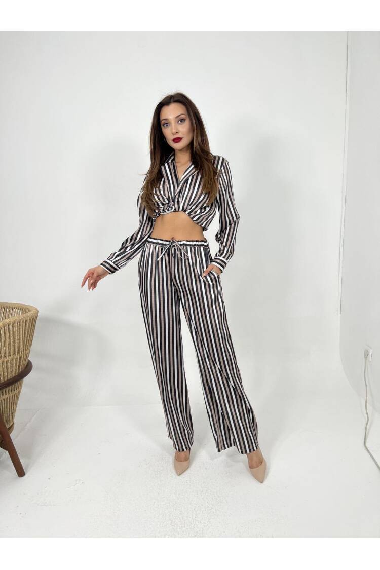 Suit - Ecru & - Fame - Globality Store - Women Clothes Wholesale Turkey