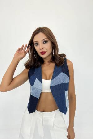 Denim Pieces Vest - Blue - Fame - Globality Store - Women Clothes Wholesale Turkey