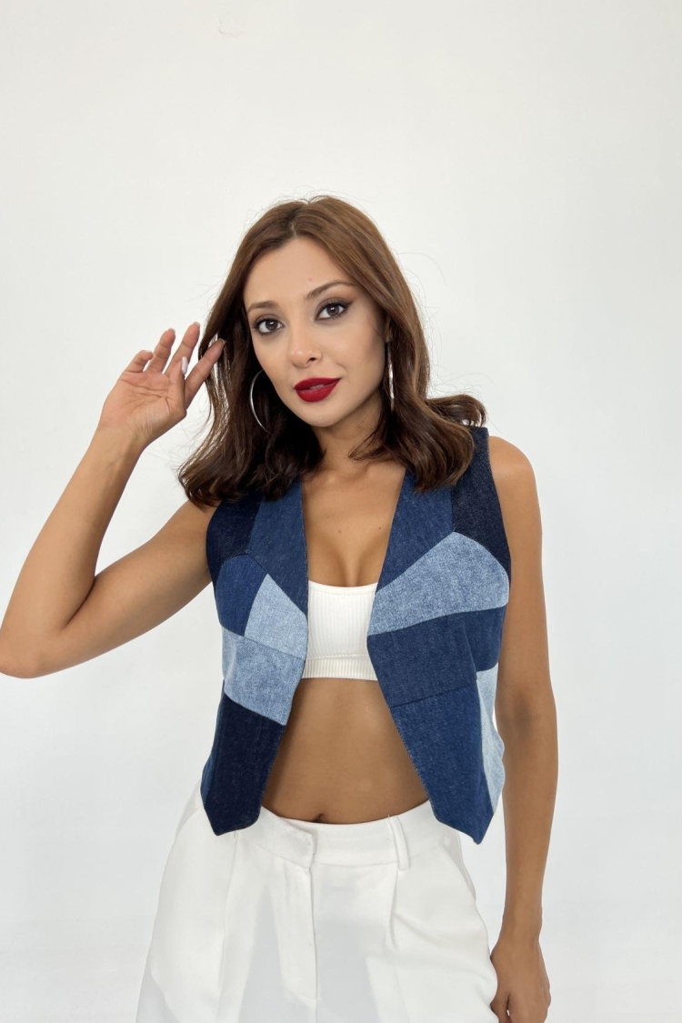 Denim Pieces Vest - Blue