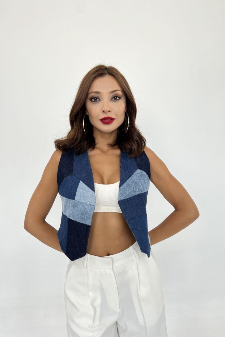 Denim Pieces Vest - Blue