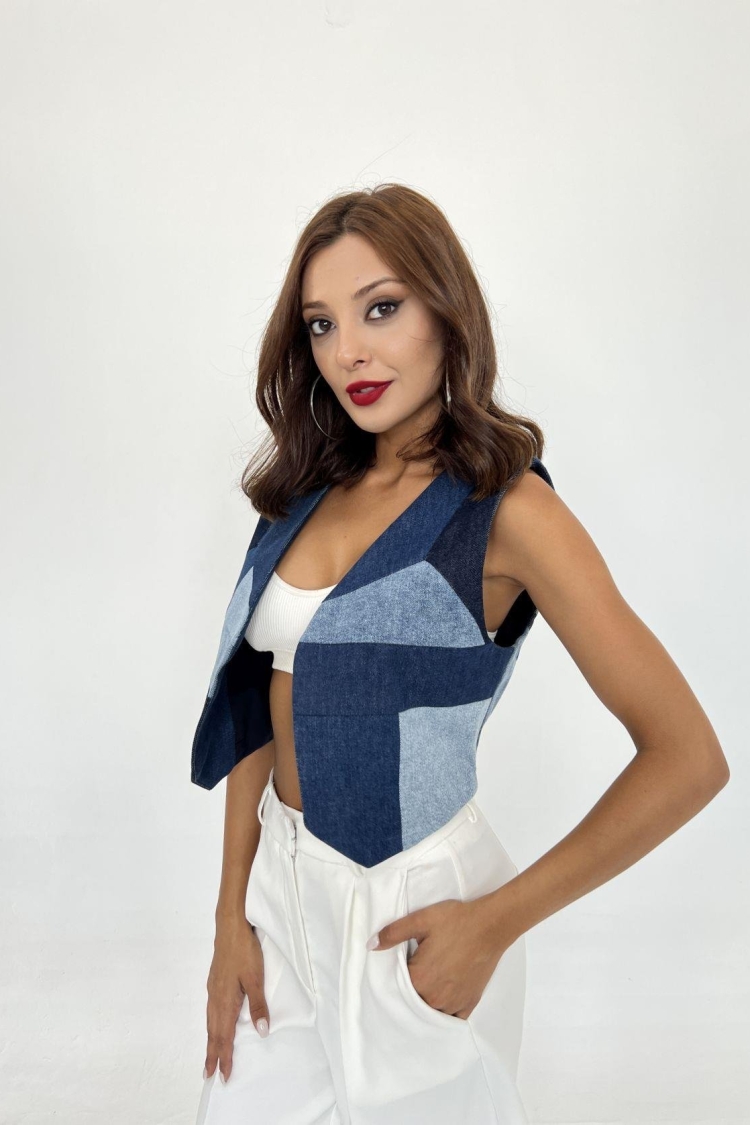 Denim Pieces Vest - Blue