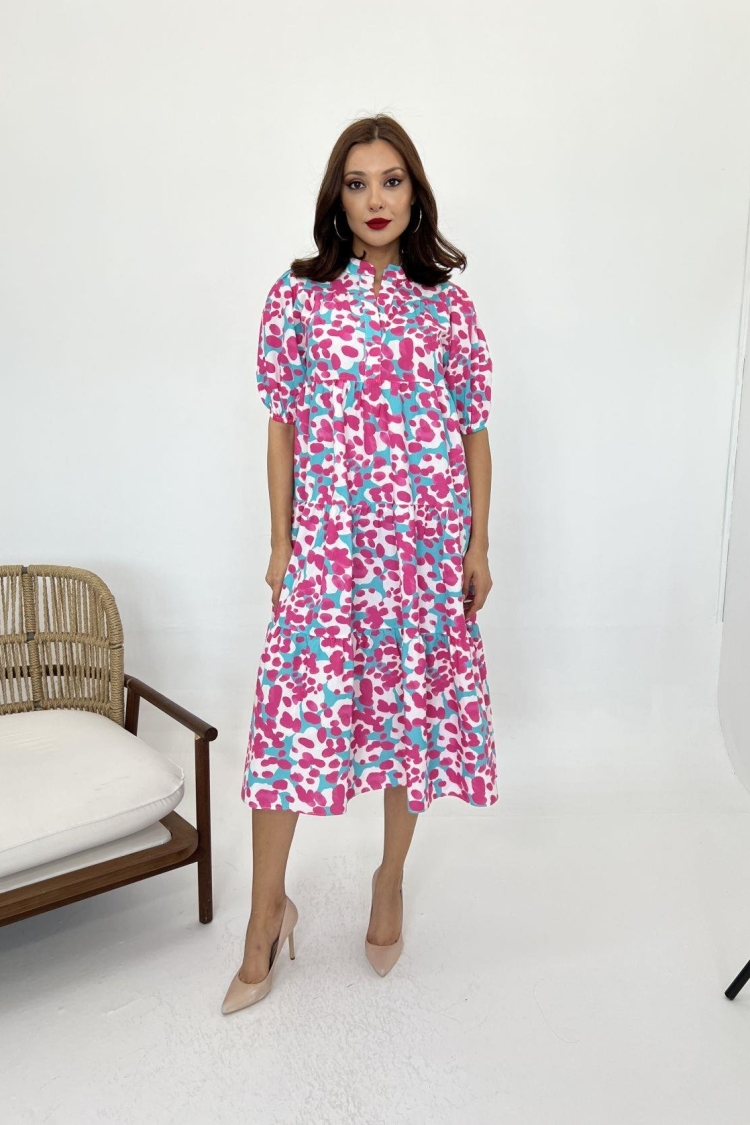 Short Sleeve Dress -& Blue