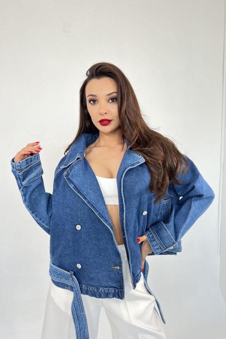 Denim Jacket - Blue - Fame - Globality Store - Women Clothes Wholesale Turkey