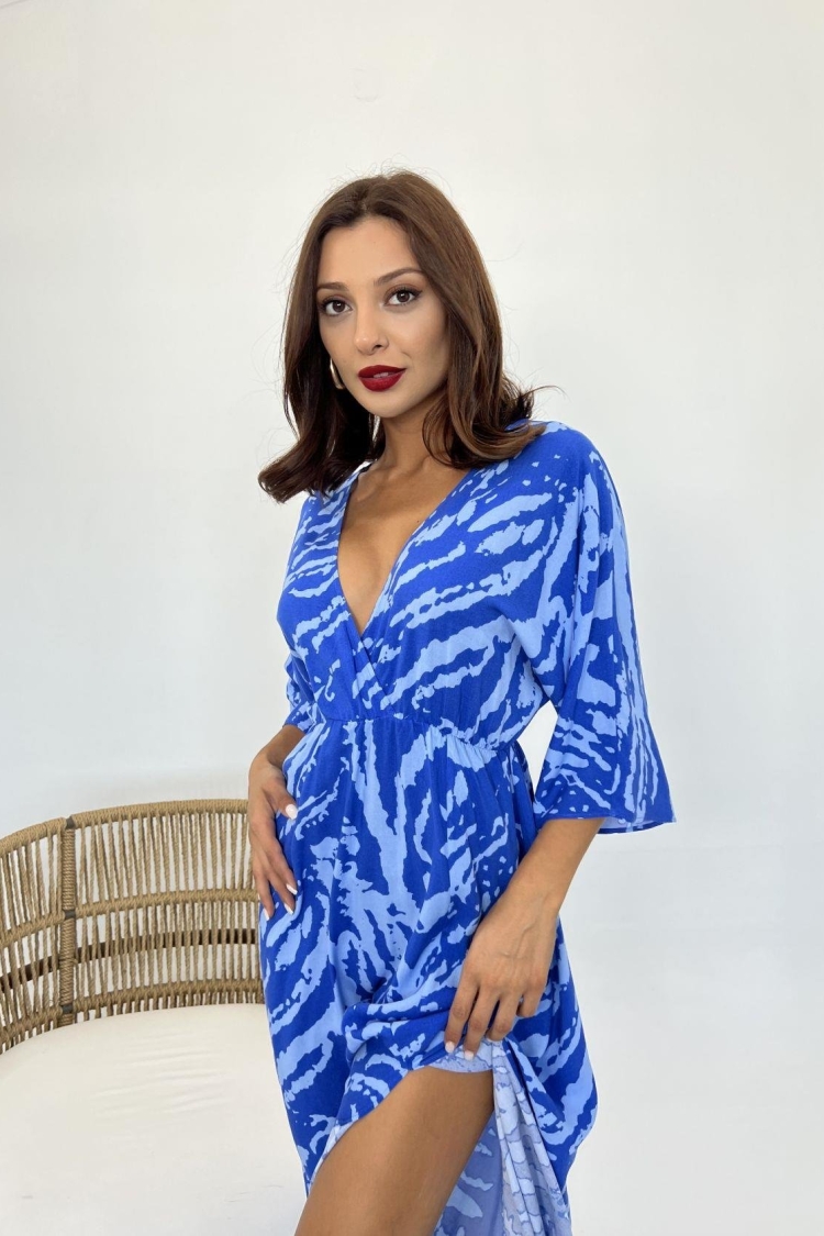 Slit Patterned Dress - Fame - Globality Store - Women Clothes Wholesale Turkey