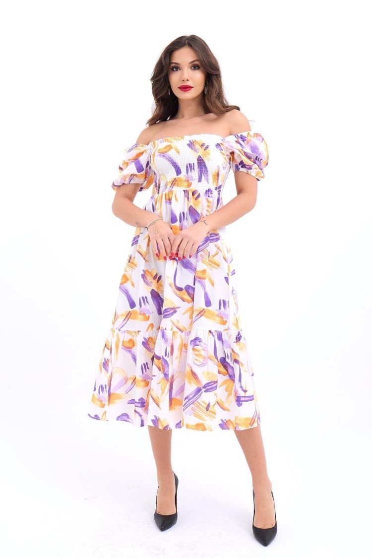 Patterned Dress -& Purple & Yellow