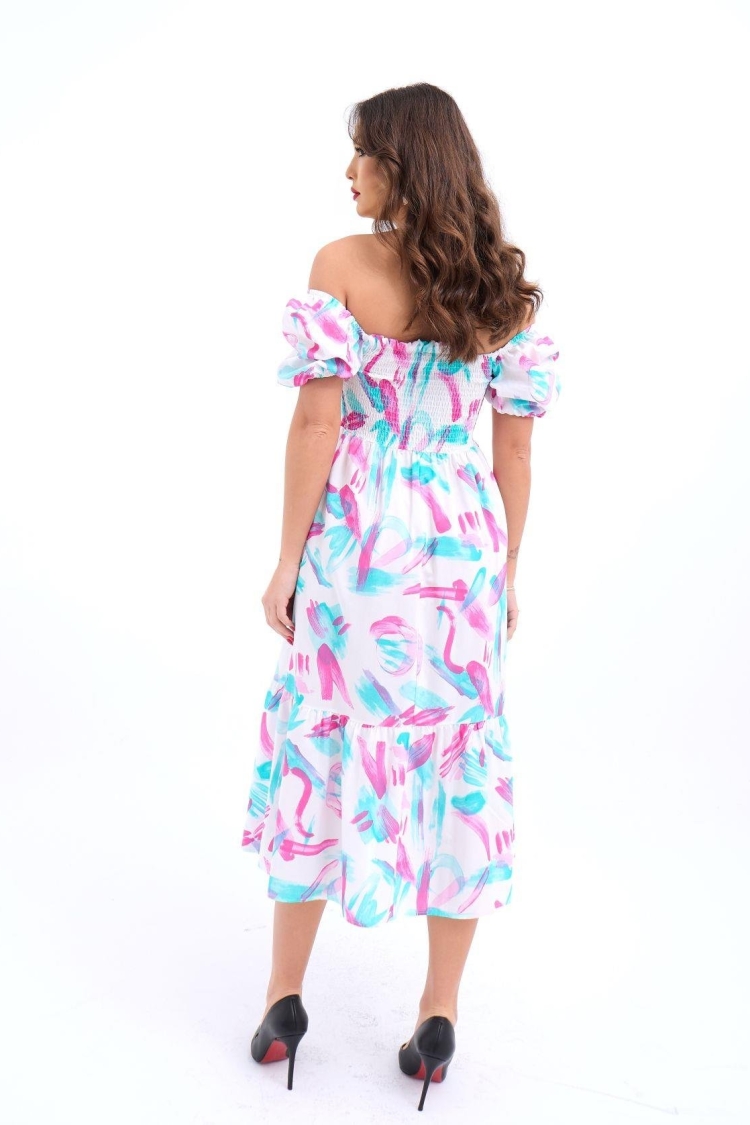 Patterned Dress -& Pink & Green