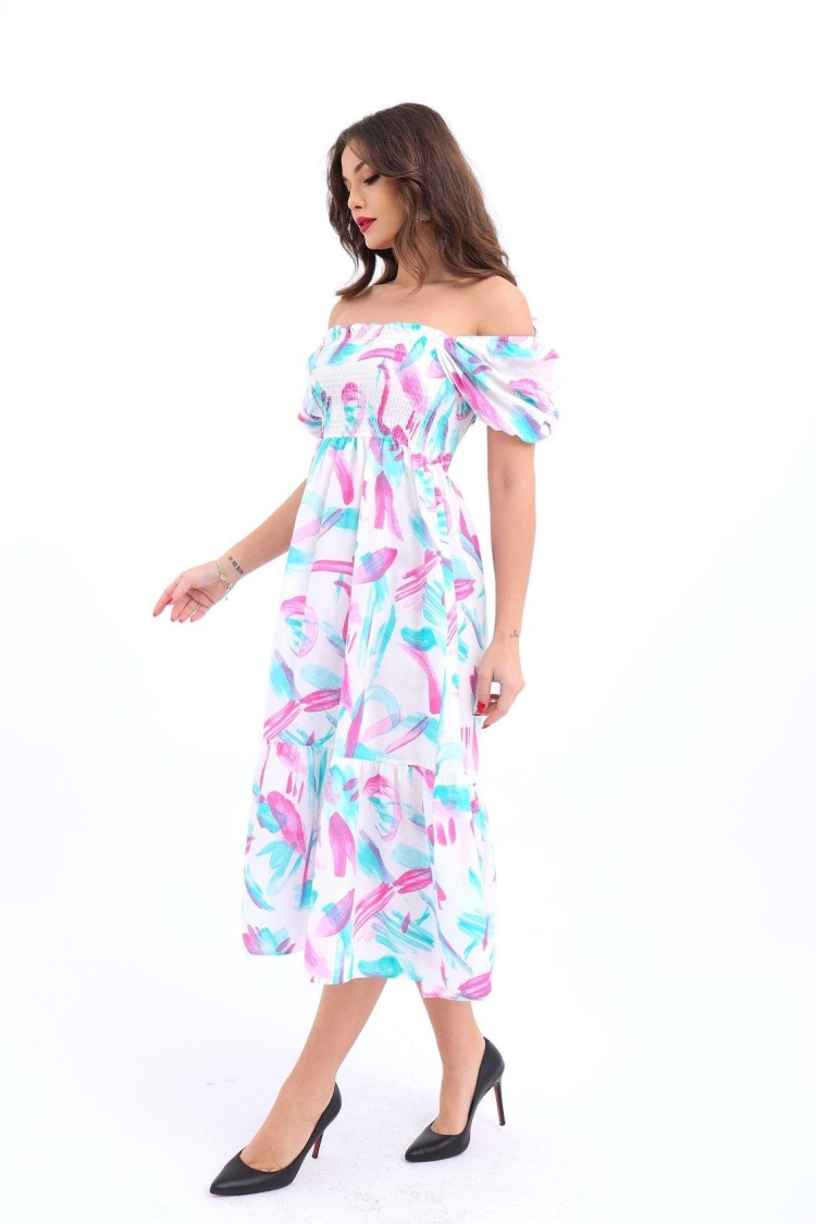 Patterned Dress -& Pink & Green