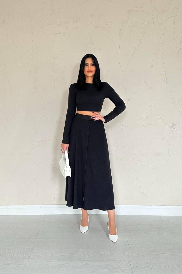 Ribbed Blouse Skirt Set