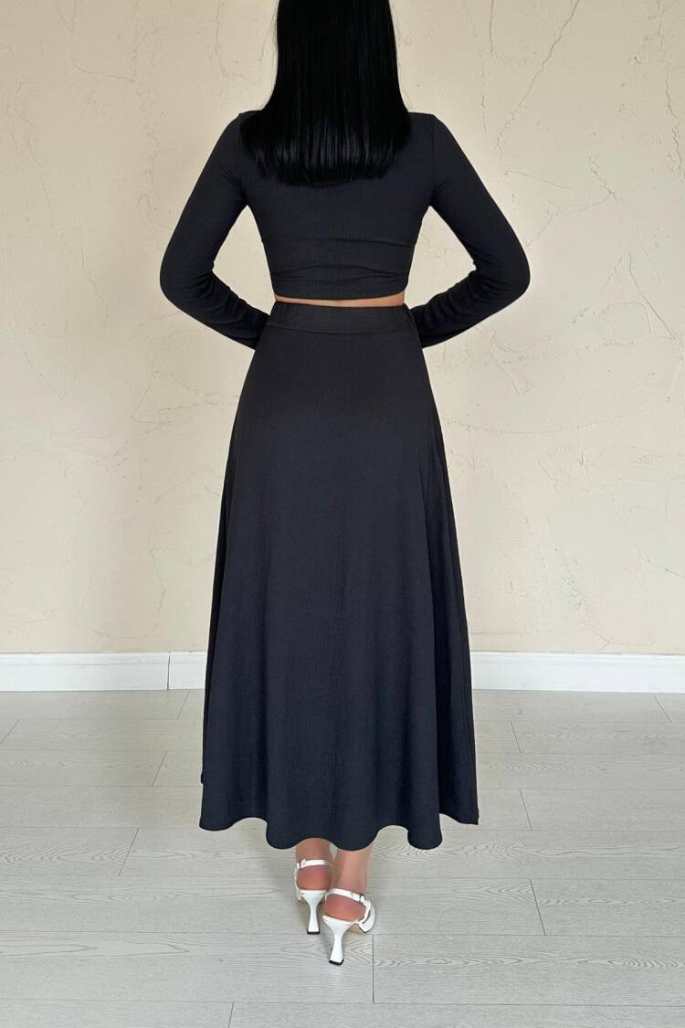 Ribbed Blouse Skirt Set