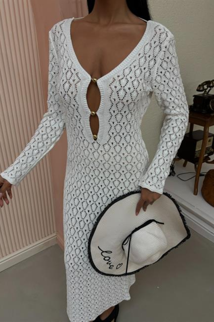 Knitwear Dress With Chest Accessories And Window