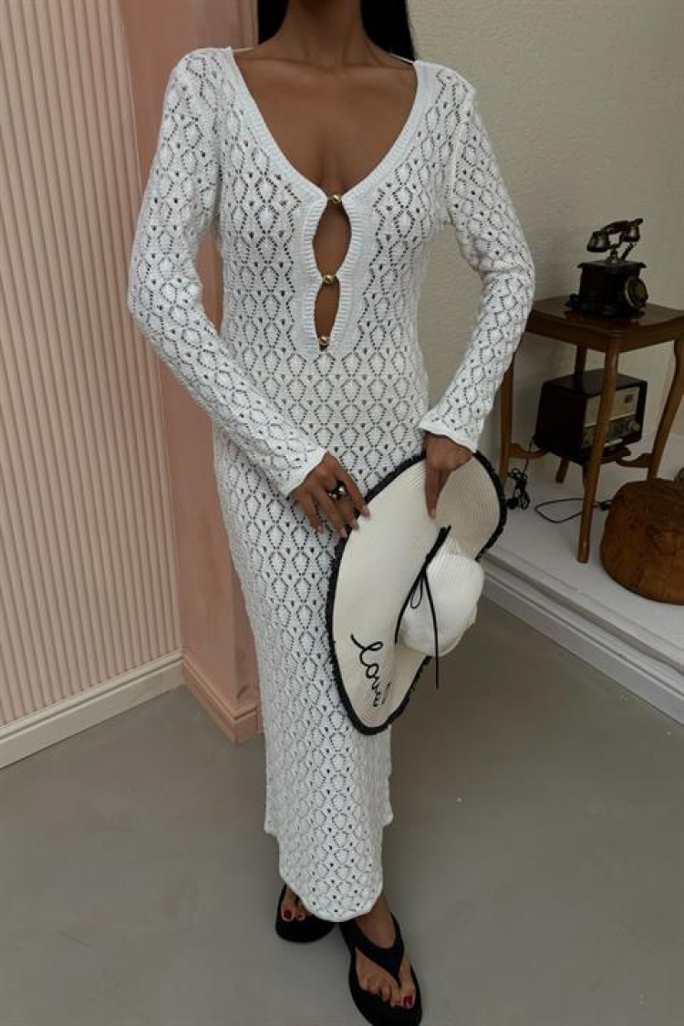 Knitwear Dress With Chest Accessories And Window